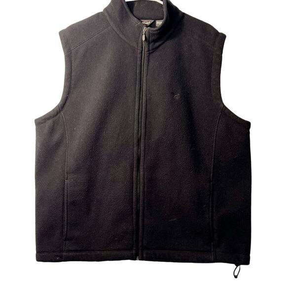 Eddie Bauer Vest Mens Size XL Black Sleeveless Fleece Full Front Zip Up Pockets - Picture 1 of 8